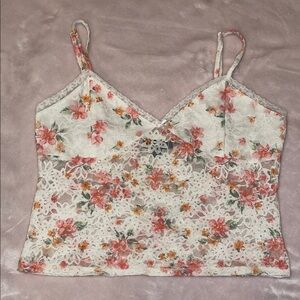 Self Esteem Floral Camisole with Lace Trim